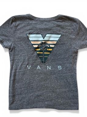Vans Women’s Small Gray Sunset Palm Logo Graphic T-Shirt